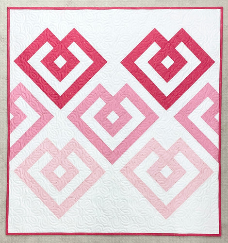 Happy Hearts Pink Quilt Kit by Sewcial Stitch 3 size options