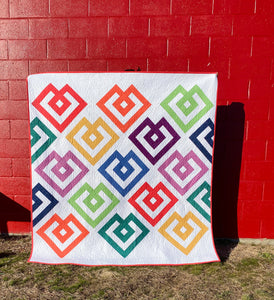 Happy Hearts Quilt Pattern by Mandi Persell of Sewcial Stitch 3 size options-PDF PATTERN
