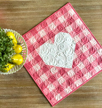 Load image into Gallery viewer, Gingham Heart Mini Quilt Table Topper Pattern PDF