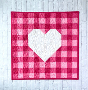 Gingham Heart Mini Quilt Kit Cranberry N Pink