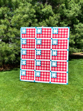 Load image into Gallery viewer, Plaid Flag Solid Quilt Kit by Sewcial Stitch 6 size options-Teal Blue