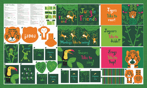 Jungle Paradise Jungle Animal Fabric Book Panel by Stacy Iest Hsu for Moda Fabrics