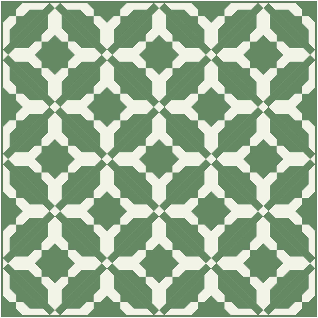 Lunch With Cate Green and Cream Solid Quilt Kit by Sewcial Stitch 4 size options