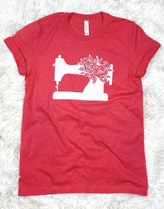 Sewing Machine Tee Shirt Heather Red- Small and 2XL only