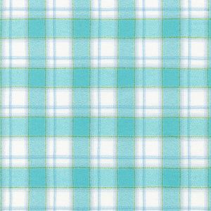 Aqua Plaid Junior Mammoth Flannel Fabric by Robert Kaufman