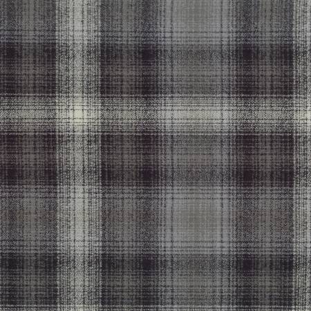 Black and Gray Plaid Mammoth Flannel Fabric by Robert Kaufman