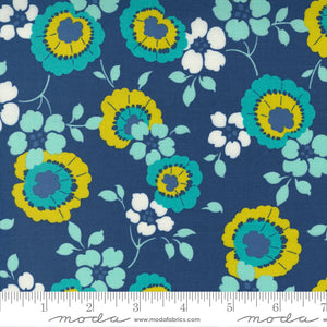Morning Light Blue Main Floral Fabric by Linzee Kull McCray for Moda Fabrics