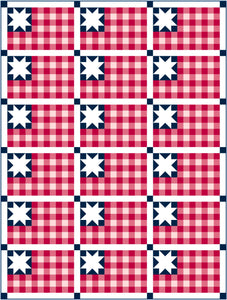 Plaid Flag Solid Quilt Kit by Sewcial Stitch 6 size options-Navy Blue