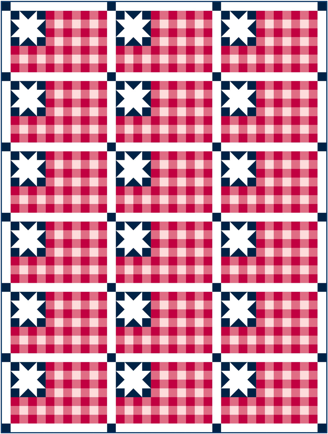 Plaid Flag Solid Quilt Kit by Sewcial Stitch 6 size options-Navy Blue