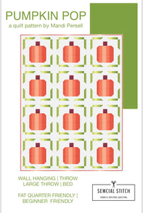 Pumpkin Pop Quilt Kit by Sewcial Stitch 4 size options-Neutral Peppered Cottons