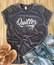 Load image into Gallery viewer, Quilter Tee Shirt Heather Navy Blue-Small only