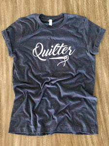 Quilter Tee Shirt Heather Navy Blue-Small only