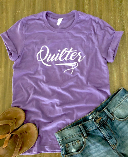 Quilter Tee Shirt Heather Purple-Small only