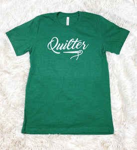 Quilter Tee Shirt Heather Green-Small and Medium only