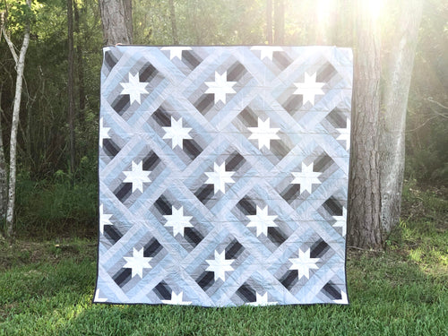 Slanted Star Quilt Kit by Sewcial Stitch 4 size options Cool Neutrals