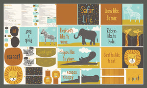 Safari Life Safari Animal Fabric Book Panel by Stacy Iest Hsu for Moda Fabrics