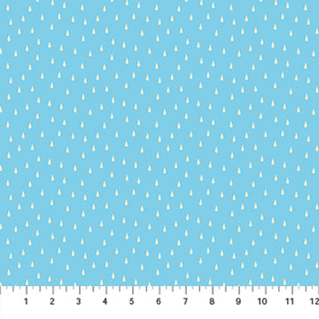 Simple Pleasures Light Blue Raindrop Fabric by Naomi Wilkinson for FIGO Fabrics