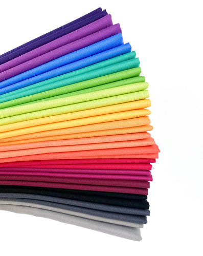 Rainbow Confetti Cotton Solid Fat Quarter Bundle Custom Curated by Sewcial Stitch