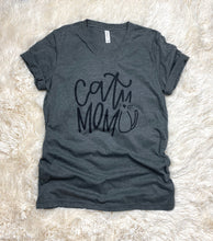 Load image into Gallery viewer, Cat Mom Tee Shirt Heather Gray Crew and V-neck S, M, L, XL, 2XL