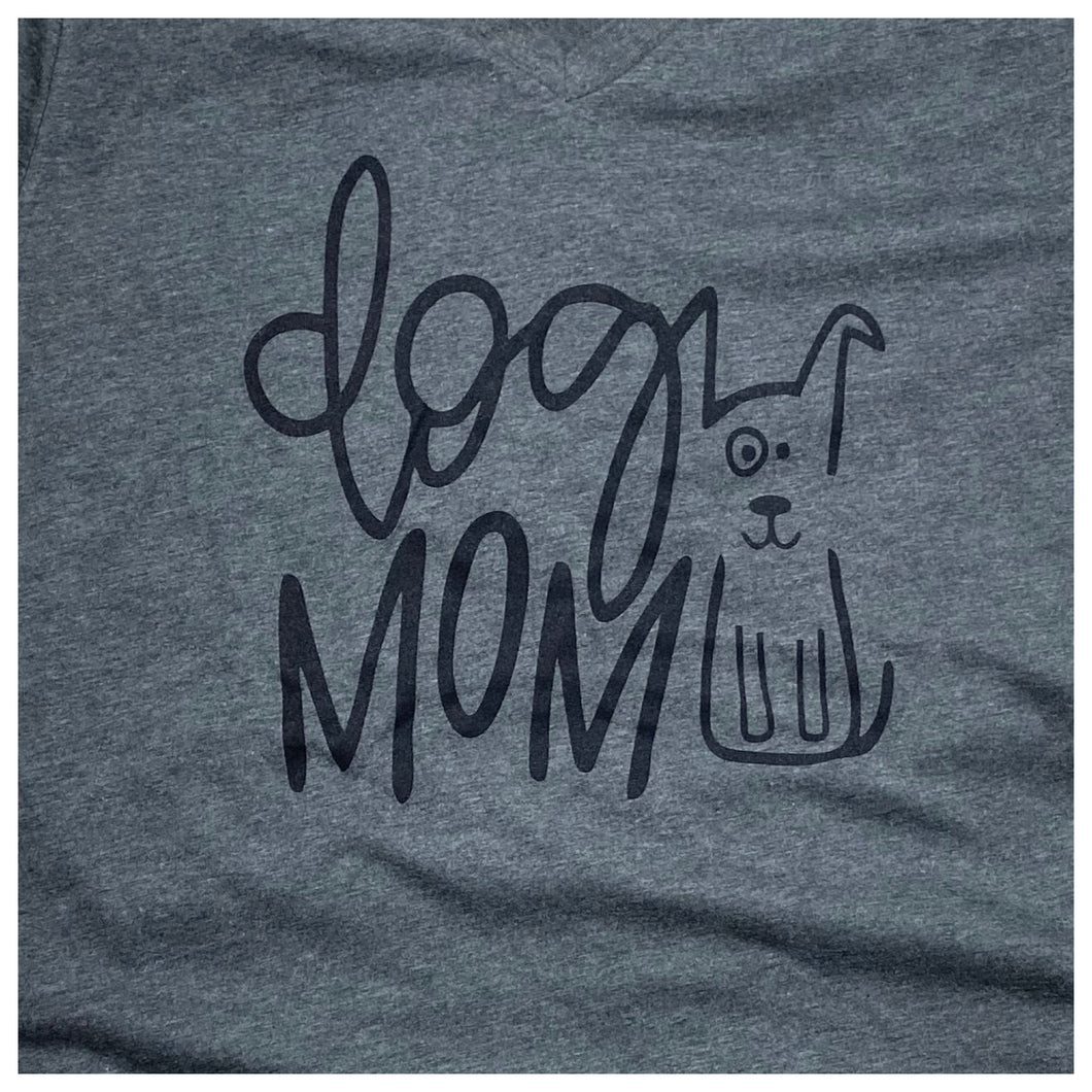 Dog Mom Tee Shirt Heather Gray Crew and V-Neck S, M, L, XL, 2XL