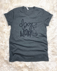 Dog Mom Tee Shirt Heather Gray Crew and V-Neck S, M, L, XL, 2XL